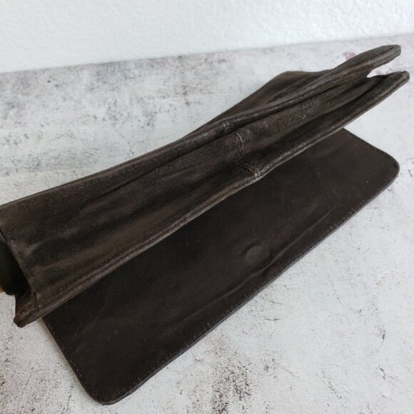 Vintage Banana Republic Leather Suede Brown Bohemian Clutch Purse - Picture 10 of 13
